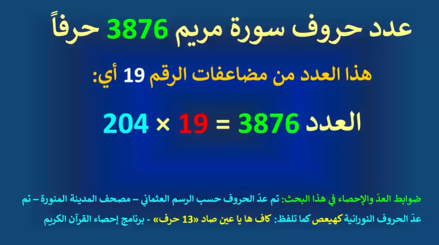 الإعجاز العددي شيفرة سورة مريم #الكحيل